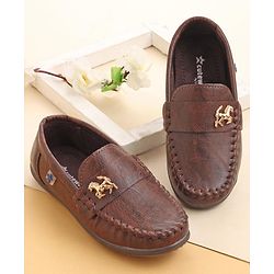 Cute Walk by Babyhug Slip On Formal & Party Wear Shoes with Horse Applique - Coffee
