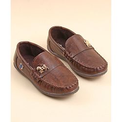 Cute Walk by Babyhug Slip On Formal & Party Wear Shoes with Horse Applique - Coffee