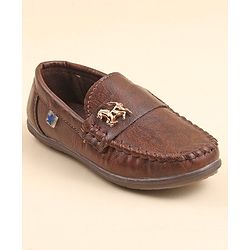 Cute Walk by Babyhug Slip On Formal & Party Wear Shoes with Horse Applique - Coffee