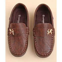 Cute Walk by Babyhug Slip On Formal & Party Wear Shoes with Horse Applique - Coffee