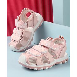 Cute Walk by Babyhug Slip On Hearts Printed Sandals with Velcro Closure - Pink