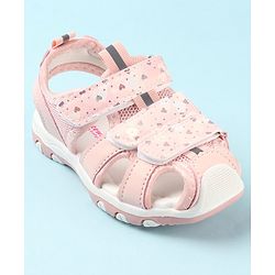 Cute Walk by Babyhug Slip On Hearts Printed Sandals with Velcro Closure - Pink
