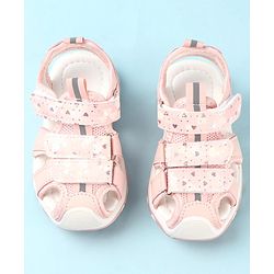 Cute Walk by Babyhug Slip On Hearts Printed Sandals with Velcro Closure - Pink