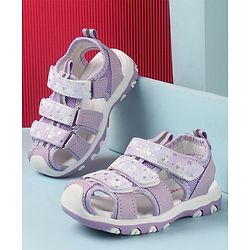 Cute Walk by Babyhug Slip On Hearts Printed Sandals with Velcro Closure - Purple