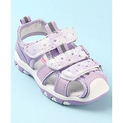 Cute Walk by Babyhug Slip On Hearts Printed Sandals with Velcro Closure - Purple