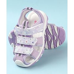 Cute Walk by Babyhug Slip On Hearts Printed Sandals with Velcro Closure - Purple