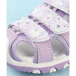 Cute Walk by Babyhug Slip On Hearts Printed Sandals with Velcro Closure - Purple