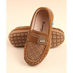 Cute Walk by Babyhug Slip On Loafer Shoes with Star Print - Brown