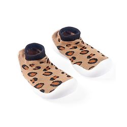 Cute Walk by Babyhug Slip On Socks Shoes with Cheetah Theme Print -  Brown