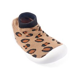 Cute Walk by Babyhug Slip On Socks Shoes with Cheetah Theme Print -  Brown