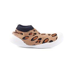 Cute Walk by Babyhug Slip On Socks Shoes with Cheetah Theme Print -  Brown