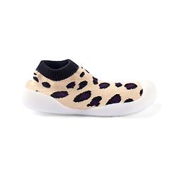 Cute Walk by Babyhug Slip On Socks Shoes with Cheetah Theme Print -  White