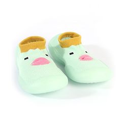 Cute Walk by Babyhug Sock Shoes With Face Design - Green