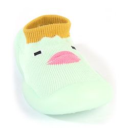 Cute Walk by Babyhug Sock Shoes With Face Design - Green