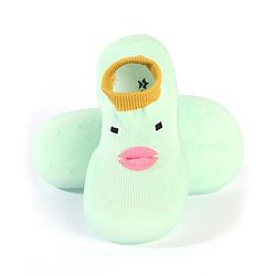 Cute Walk by Babyhug Sock Shoes With Face Design - Green