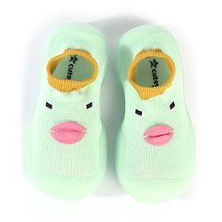 Cute Walk by Babyhug Sock Shoes With Face Design - Green