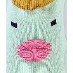 Cute Walk by Babyhug Sock Shoes With Face Design - Green