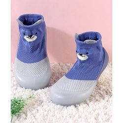 Cute Walk by Babyhug Slip On Socks Shoes Teddy Print -  Grey