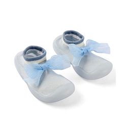 Cute Walk by Babyhug Slip On Socks Shoes with Bow Applique - Blue
