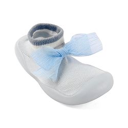 Cute Walk by Babyhug Slip On Socks Shoes with Bow Applique - Blue