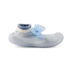 Cute Walk by Babyhug Slip On Socks Shoes with Bow Applique - Blue