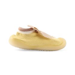 Cute Walk by Babyhug Slip On Socks Shoes with Bow Applique - Blue