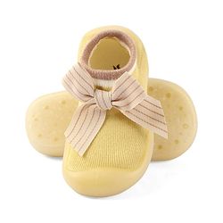 Cute Walk by Babyhug Slip On Socks Shoes with Bow Applique - Blue