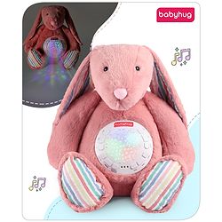 Babyhug Bunny Music Projector Soft Toy - Pink | Plush Bunny With Soothing Light Projector & Lullabies | Perfect Bedtime Companion That Comforts & Relaxes Babies| Height 34cm | BIS Certified