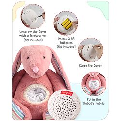 Babyhug Bunny Music Projector Soft Toy - Pink | Plush Bunny With Soothing Light Projector & Lullabies | Perfect Bedtime Companion That Comforts & Relaxes Babies| Height 34cm | BIS Certified