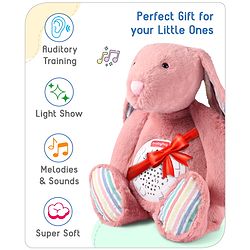Babyhug Bunny Music Projector Soft Toy - Pink | Plush Bunny With Soothing Light Projector & Lullabies | Perfect Bedtime Companion That Comforts & Relaxes Babies| Height 34cm | BIS Certified