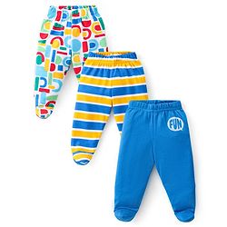 Babyhug Interlock Knit Bootie Leggings with Striped & Abstract Print Pack of 3 - Multicolour