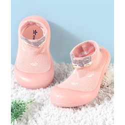Cute Walk by Babyhug Slip On Socks Shoes with Fox Design - Pink