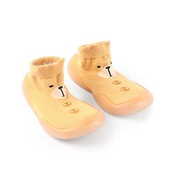 Cute Walk by Babyhug Slip On Socks Shoes with Bear Design - Orange