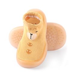 Cute Walk by Babyhug Slip On Socks Shoes with Bear Design - Orange