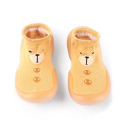 Cute Walk by Babyhug Slip On Socks Shoes with Bear Design - Orange