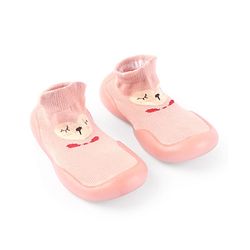 Cute Walk by Babyhug Slip On Socks Shoes with Bear Design - Pink