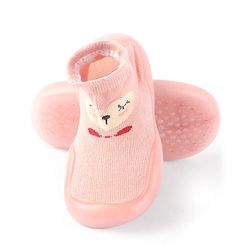 Cute Walk by Babyhug Slip On Socks Shoes with Bear Design - Pink