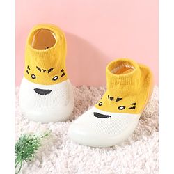 Cute Walk by Babyhug Slip On Socks  Shoes with Tiger Design - Yellow