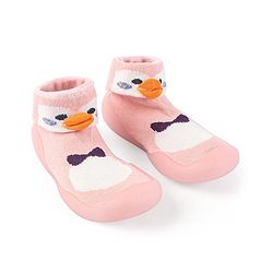 Cute Walk by Babyhug Slip On Socks Shoes with Penguin Design - Pink