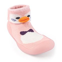 Cute Walk by Babyhug Slip On Socks Shoes with Penguin Design - Pink