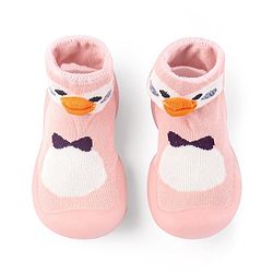 Cute Walk by Babyhug Slip On Socks Shoes with Penguin Design - Pink