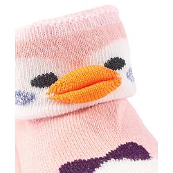 Cute Walk by Babyhug Slip On Socks Shoes with Penguin Design - Pink