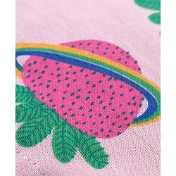 Babyhug Cotton Knit Flutter Sleeves Capri Night Suit With Strawberry Print - Pink
