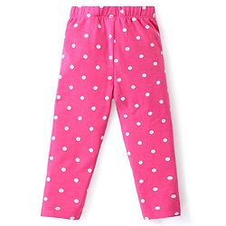 Babyhug Cotton Lycra Full Length Skinny Fit Leggings Floral & Polka Dot Print Pack of 3 - Dark Pink White & Light Green