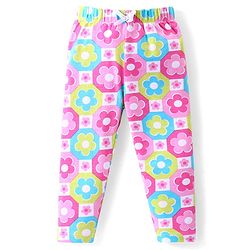 Babyhug Cotton Lycra Full Length Skinny Fit Leggings Floral & Polka Dot Print Pack of 3 - Dark Pink White & Light Green