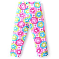 Babyhug Cotton Lycra Full Length Skinny Fit Leggings Floral & Polka Dot Print Pack of 3 - Dark Pink White & Light Green