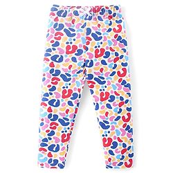 Babyhug Cotton Lycra Knit Full Length Leggings with Heart & Polka Dots Print Pack of 3 - Blue & Pink