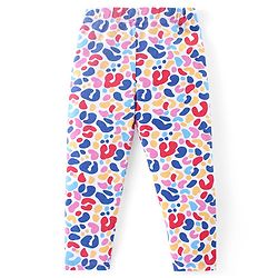 Babyhug Cotton Lycra Knit Full Length Leggings with Heart & Polka Dots Print Pack of 3 - Blue & Pink