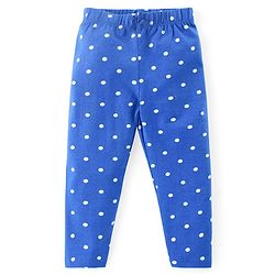 Babyhug Cotton Lycra Knit Full Length Leggings with Heart & Polka Dots Print Pack of 3 - Blue & Pink