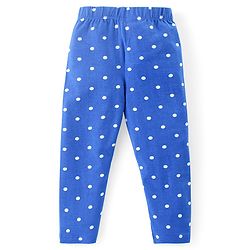 Babyhug Cotton Lycra Knit Full Length Leggings with Heart & Polka Dots Print Pack of 3 - Blue & Pink